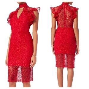 ALEXIS NWT Red Lace V Neck Halley Dress XS